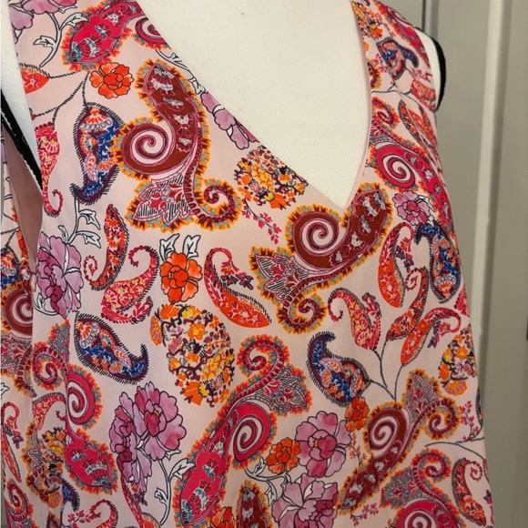 NWT St.Tropez colorful pink paisley patterned tank blouse size L - Picture 6 of 12